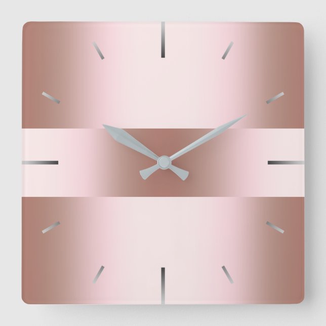 Elegant, den moderna chicken ro guld mönster fyrkantig klocka (Framsida)