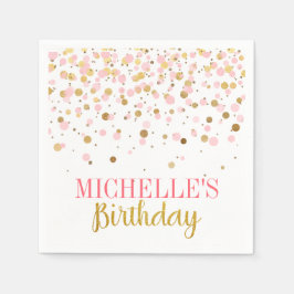 Elegant Den moderna Rosa Guld Confetti Girl Birthd Pappersservett