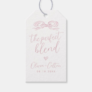 Elegant Den Perfekta Blandningen Rosa Båge Bröllop Presentetikett