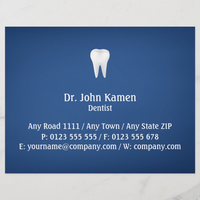 Elegant Dental | Blå Reklamblad (Framsidan)