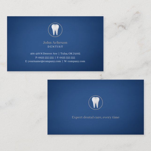 Elegant Dental | Blå Visitkort (Fram/baksida)