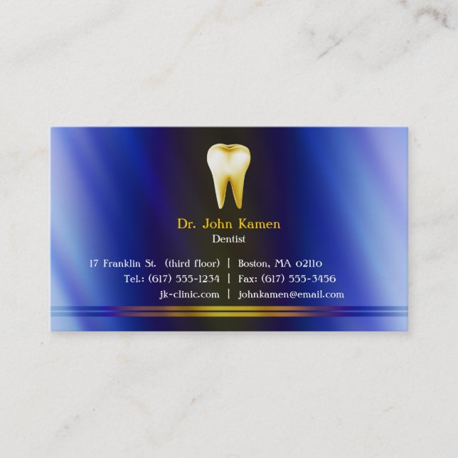 Elegant Dental Blue Guld Visitkort (Framsida)