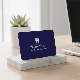 Elegant Dental Clinic Navy Blue Tandläkare QR-kod  Visitkort