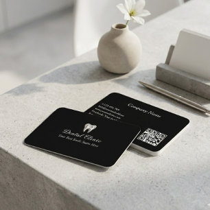 Elegant Dental Clinic Svart Tandläkare QR-kod  Visitkort