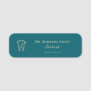 Elegant Dentist Mörk Teal Aesthetic Tooth Dental Namnbricka