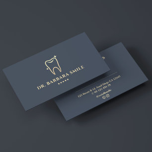 Elegant Dentist Tooth Charcol Dental Cosmetic Visitkort