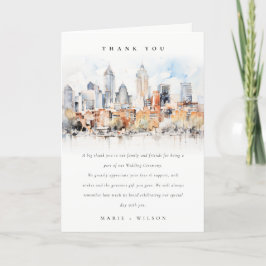 Elegant Denver Colorado Skyline Watercolor Bröllop Tack Kort