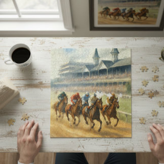 Elegant Derby Akvarell Hästkonst Pussel
