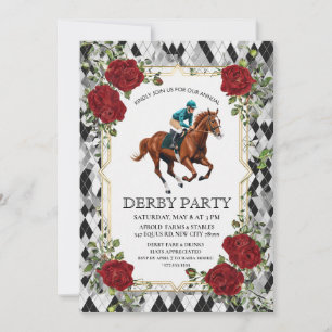 Elegant Derby-fest-inbjudan med hästkapplöpning I Inbjudningar