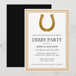 Elegant Derby-festinvitation med guldfärgad hästsk Inbjudningar