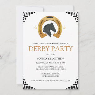 Elegant Derby-festinvitation med guldfärgad hästsk Inbjudningar