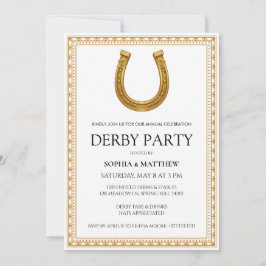 Elegant Derby Party Invitation with Gold Horseshoe Inbjudningar