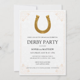 Elegant Derby Party Invitation with Gold Horseshoe Inbjudningar