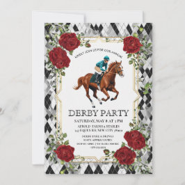 Elegant Derby Party Invitation with Horse Racing I Inbjudningar