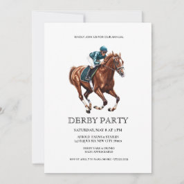 Elegant Derby Party Invitation with Horse Racing I Inbjudningar