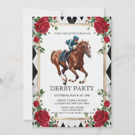 Elegant Derby Party Invitation with Horse Racing I Inbjudningar