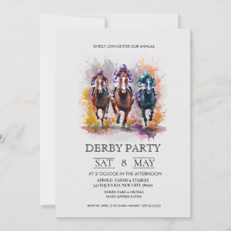 Elegant Derby Party Invitation with Horse Racing I Inbjudningar
