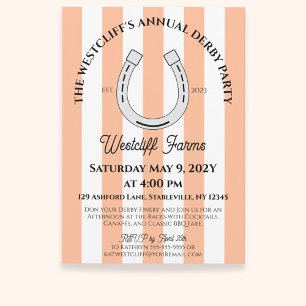 Elegant Derby Party Peach Cabana Rand Horseshoe Inbjudningar