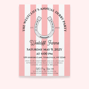 Elegant Derby Party Rosa Cabana Rand Horseshoe Inbjudningar