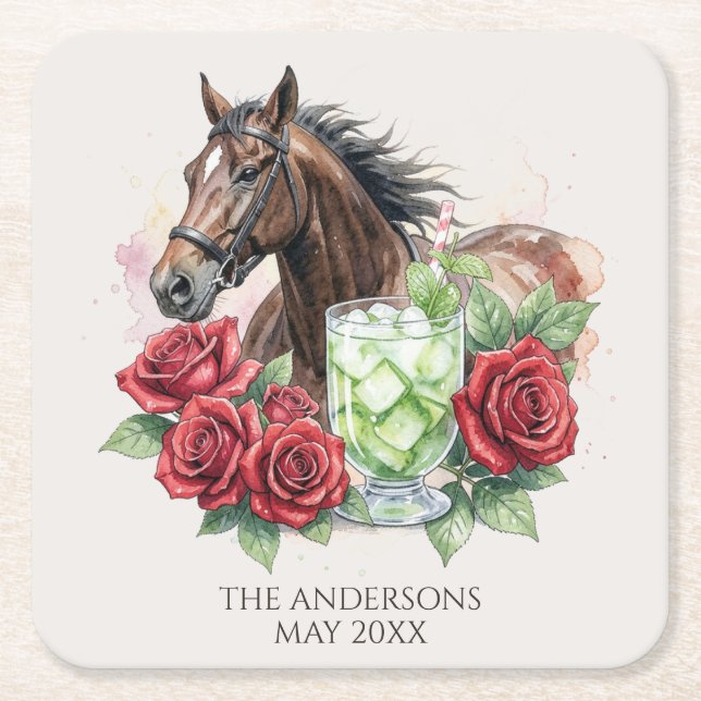 Elegant Derby Party  Underlägg Papper Kvadrat (Framsidan)