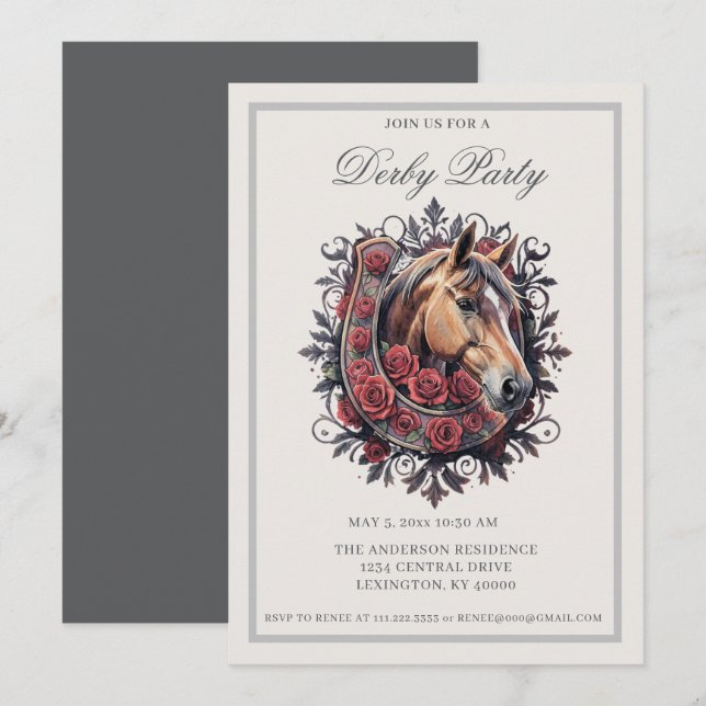Elegant Derbyfest  Inbjudningar (Fram/baksida)