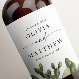 Elegant Desert Bröllop. Vattenfärgsräknare och skr Vinflaska Etikett