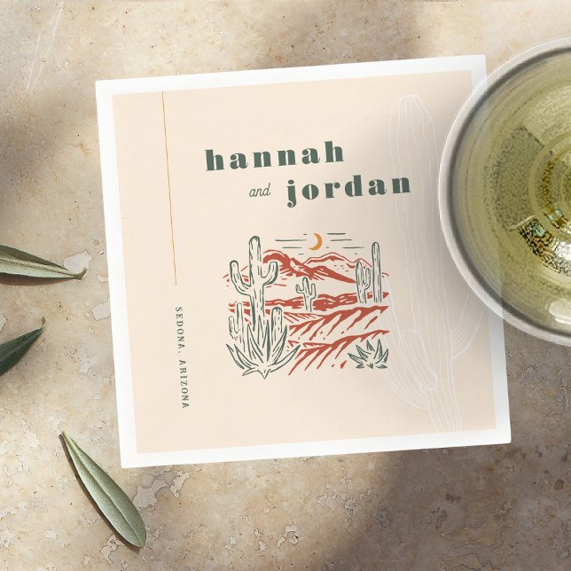 Elegant Desert Cactus Bröllop Napkins Pappersservett (Skapare uppladdad)