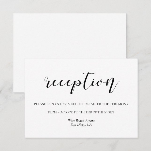 Elegant design bröllopsmottagning kort (Fram/baksida)
