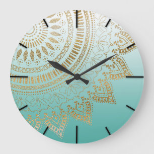 Elegant design för nätt mandala för hand plockade stor klocka