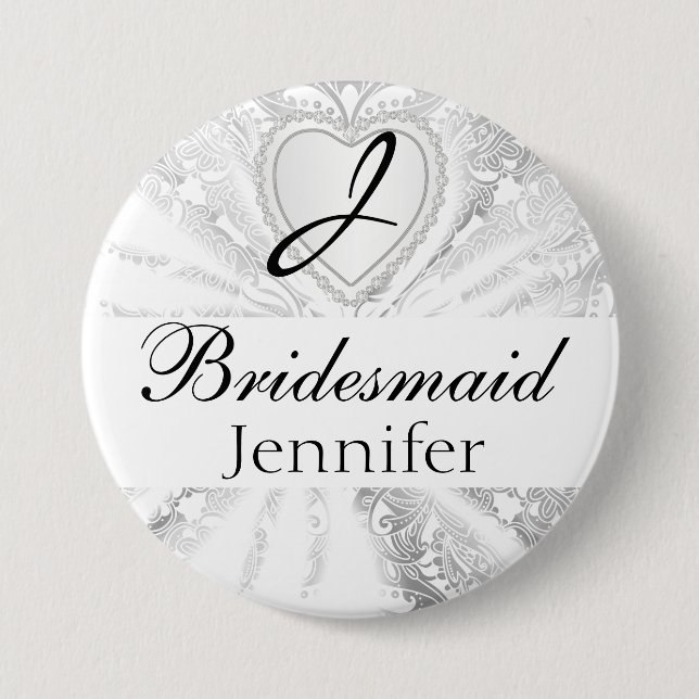 Elegant design för satäng för Monogrambrudens Knapp (Framsida)