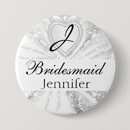 Elegant design för satäng för Monogrambrudens Knapp