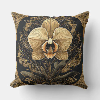 Elegant design med gyllene orkidé kudde