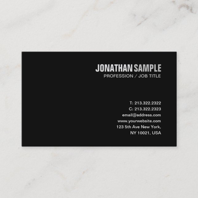 Elegant Design Modern Minimalist Black Plain Visitkort (Framsida)