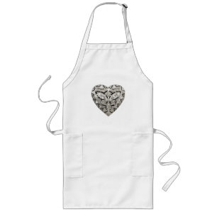 Elegant Designer Heart Apron Långt Förkläde