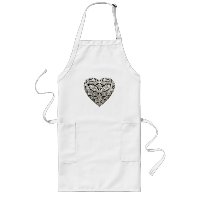 Elegant Designer Heart Apron Långt Förkläde (Framsidan)