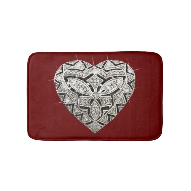 Elegant Designer Heart Bath Mat Badrumsmatta (Framsidan)