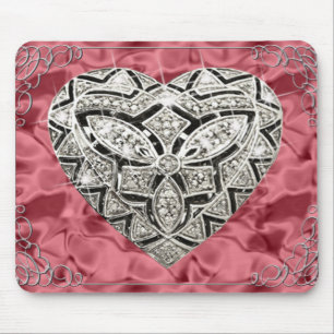Elegant Designer Heart Red Mouse Pad Musmatta