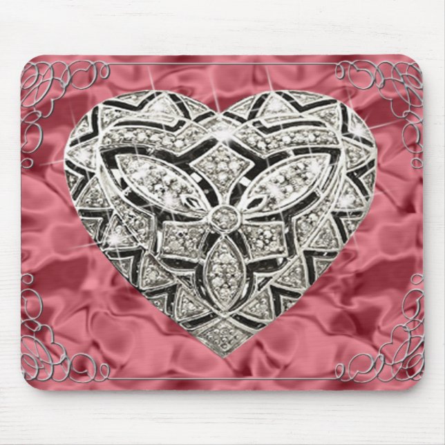 Elegant Designer Heart Red Mouse Pad Musmatta (Framsidan)