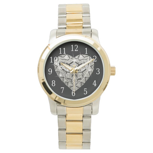 Elegant Designer Heart Watch Armbandsur (Framsida)