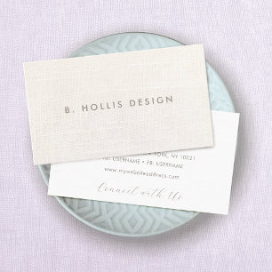 Elegant Designer White Linen (bild) Visitkort