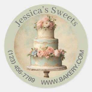Elegant Dessert Baker Cake Caterer Cupcoa Bakery Runt Klistermärke