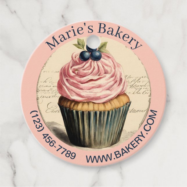 Elegant Dessert Bakery Baker Cake Caterer Cupcoa Gåvor Etiketter (Framsida)