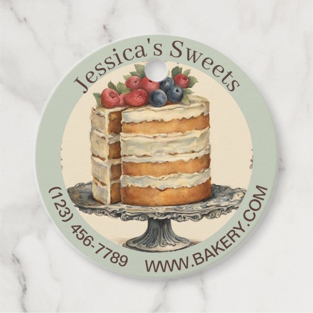 Elegant Dessert Bakery Baker Caterer Cupcoa Cake Gåvor Etiketter (Framsida)