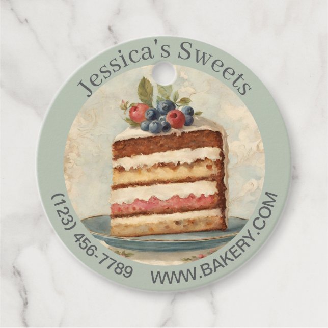 Elegant Dessert Bakery Baker Caterer Cupcoa Cake Gåvor Etiketter (Framsida)