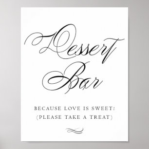 Elegant Dessert Pub Black Calligraphy CHIC BORD Poster