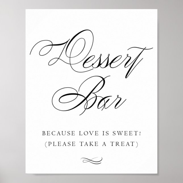 Elegant Dessert Pub Black Calligraphy | CHIC BORD Poster (Framsidan)