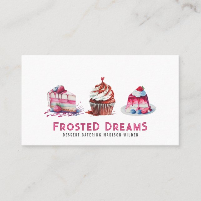 Elegant Desserts Catering Pastry Chef Baker Visitkort (Framsida)