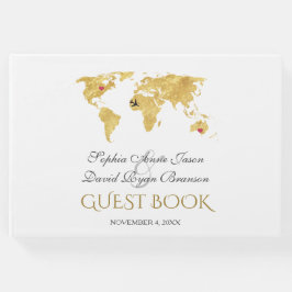 Elegant Destination Guld World Map Bröllop Gästböcker