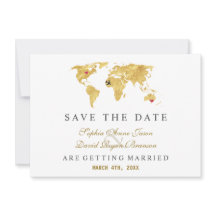 Elegant Destinations Guld Världskarta Bröllop