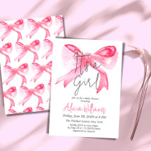 Elegant Det är en Rosa Bow Baby Shower för flickor